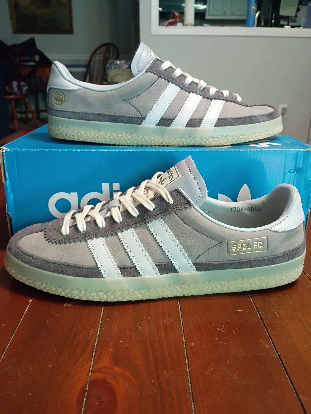 adidas Men’s Grey and White SPZL FC Suede Sneakers US 11.5